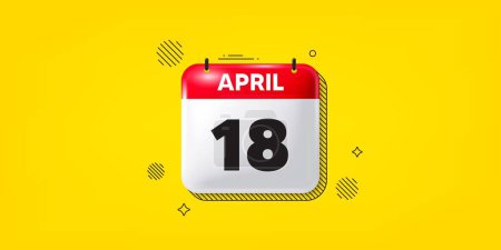 Illustration for Calendar date of April 3d icon. 18th day of the month icon. Event schedule date. Meeting appointment time. 18th day of April. Calendar month date banner. Day or Monthly page. Vector - Royalty Free Image