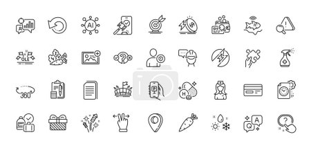 Illustration for Question button, Hospital nurse and Security line icons pack. AI, Question and Answer, Map pin icons. Recovery data, Energy price, Project deadline web icon. Vector - Royalty Free Image
