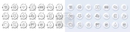 Illustration for Food app, Parking garage and Twinkle star line icons. White pin 3d buttons, chat bubbles icons. Pack of Edit user, Buying house, Update data icon. Vector - Royalty Free Image
