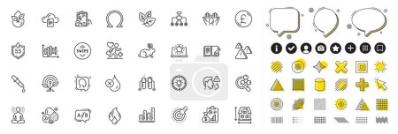 Illustration for Set of File storage, Pound money and Chemistry pipette line icons for web app. Design elements, Social media icons. Attention, Best laptop, Patient icons. Vector - Royalty Free Image