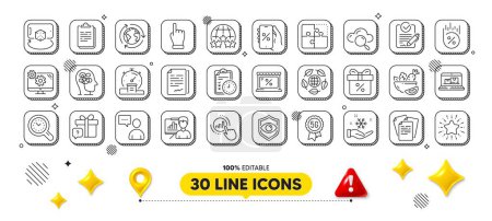 Cloud computing, Eye detect and Document signature line icons pack. 3d design elements. Presentation board, Clipboard, Graph chart web icon. Rfp, Settings, Salad pictogram. Vector