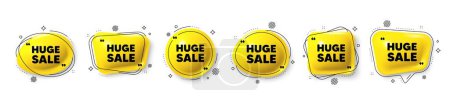 Illustration for Huge Sale tag. Speech bubble 3d icons set. Special offer price sign. Advertising Discounts symbol. Huge sale chat talk message. Speech bubble banners with comma. Text balloons. Vector - Royalty Free Image