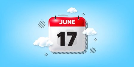 Illustration for Calendar date of June 3d icon. 17th day of the month icon. Event schedule date. Meeting appointment time. 17th day of June. Calendar month date banner. Day or Monthly page. Vector - Royalty Free Image