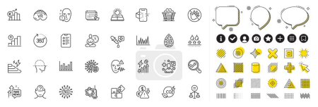 Illustration for Set of Psychology, Coronavirus and Line graph line icons for web app. Design elements, Social media icons. Augmented reality, Puzzle, Analytics icons. Vr, Sun energy, Consumption growth signs. Vector - Royalty Free Image