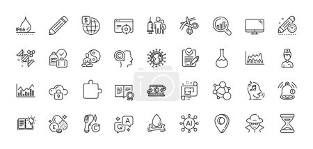 Fraud, Integrity and Writer line icons pack. AI, Question and Answer, Map pin icons. Chemistry lab, Waterproof, Voicemail web icon. Rfp, Scissors, Trade chart pictogram. Vector