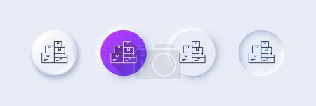 Illustration for Wholesale goods line icon. Neumorphic, Purple gradient, 3d pin buttons. Warehouse boxes sign. Logistic inventory symbol. Line icons. Neumorphic buttons with outline signs. Vector - Royalty Free Image