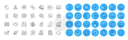 Dollar rate, Brush and Puzzle line icons pack. Energy price, Budget accounting, Approved report web icon. Discrimination, Currency exchange, Safe time pictogram. Partnership. Vector