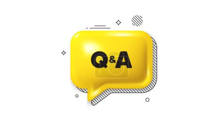 Illustration for 3d speech bubble icon. Questions and answers icon. Answer question sign. Faq symbol. Questions answers chat talk message. Speech bubble banner. Yellow text balloon. Vector - Royalty Free Image
