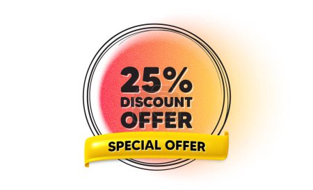 Illustration for 25 percent discount. Hand drawn round frame gradient banner. Sale offer price sign. Special offer symbol. Discount ribbon message. 3d quotation banner. Text balloon. Vector - Royalty Free Image
