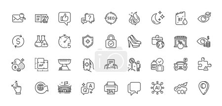 Illustration for Print image, Global business and Receive file line icons pack. AI, Question and Answer, Map pin icons. Hot offer, Check eye, Engineering documentation web icon. Vector - Royalty Free Image