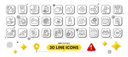 Illustration for Startup, Covid virus and Waterproof line icons pack. 3d design elements. Medical analyzes, Coronavirus research, Timer web icon. Blood donation, Vocabulary, Difficult stress pictogram. Vector - Royalty Free Image
