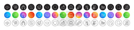 Cough, Cloud share and Certificate line icons. Round icon gradient buttons. Pack of No waterproof, Qr code, Riboflavin vitamin icon. Employees teamwork, 24 hours, Success business pictogram. Vector
