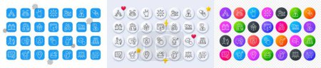 Success business, Augmented reality and Like photo line icons. Square, Gradient, Pin 3d buttons. AI, QA and map pin icons. Pack of Search employee, Wallet, Hand sanitizer icon. Vector