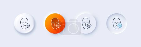 Illustration for Problem face skin line icon. Neumorphic, Orange gradient, 3d pin buttons. Need facial care sign. Target symbol. Line icons. Neumorphic buttons with outline signs. Vector - Royalty Free Image