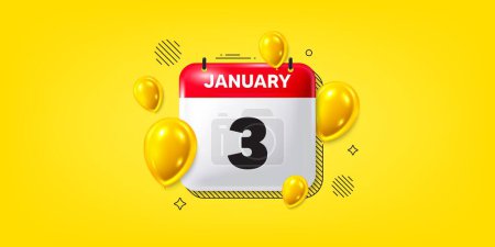 Illustration for Calendar date of January 3d icon. 3rd day of the month icon. Event schedule date. Meeting appointment time. 3rd day of January. Calendar month date banner. Day or Monthly page. Vector - Royalty Free Image