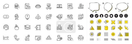 Illustration for Set of Seo gear, Architect plan and Checked calculation line icons for web app. Design elements, Social media icons. Award app, Water resistant, Ambulance transport icons. Vector - Royalty Free Image