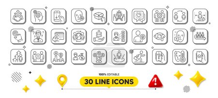 Employee result, Hold box and Opinion line icons pack. 3d design elements. Puzzle, Workflow, Augmented reality web icon. Salary, Ab testing, Approved app pictogram. Vector