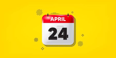 Illustration for Calendar date of April 3d icon. 24th day of the month icon. Event schedule date. Meeting appointment time. 24th day of April. Calendar month date banner. Day or Monthly page. Vector - Royalty Free Image