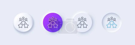 Illustration for Business meeting line icon. Neumorphic, Purple gradient, 3d pin buttons. Employee nomination sign. Teamwork rating symbol. Line icons. Neumorphic buttons with outline signs. Vector - Royalty Free Image