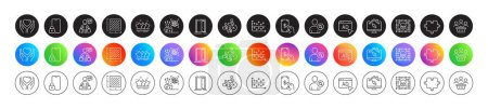 Stars, Dot plot and Puzzle line icons. Round icon gradient buttons. Pack of Buyers, Hold heart, Work home icon. Receive money, Find user, Lock pictogram. Vector