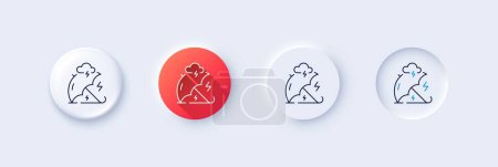 Illustration for Stress protection line icon. Neumorphic, Red gradient, 3d pin buttons. Anxiety depression sign. Mental health symbol. Line icons. Neumorphic buttons with outline signs. Vector - Royalty Free Image