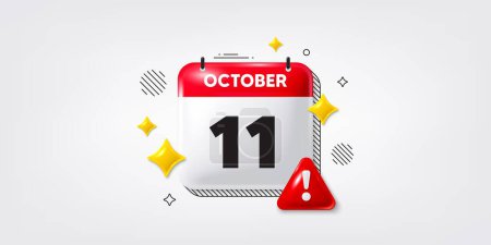 Illustration for Calendar date of October 3d icon. 11th day of the month icon. Event schedule date. Meeting appointment time. 11th day of October. Calendar month date banner. Day or Monthly page. Vector - Royalty Free Image