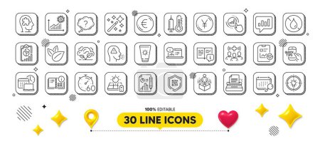 Illustration for Cough, Medical staff and Graph chart line icons pack. 3d design elements. Report document, Augmented reality, Manual web icon. Analytical chat, Online documentation, Euro money pictogram. Vector - Royalty Free Image