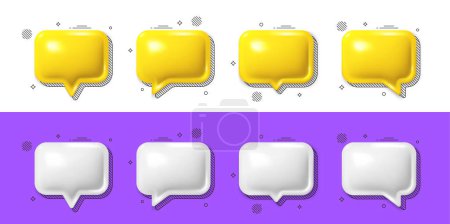 Ilustración de Conjunto de iconos de burbuja de voz 3d. Hable de texto de burbuja, caja de chat, icono de diálogo de chat. Burbujas vacías de habla 3d en blanco. Cuadro de mensajes, hablar nube y pensar burbuja. Ilustración vectorial - Imagen libre de derechos