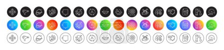 Puzzle, Time schedule and Lgbt line icons. Round icon gradient buttons. Pack of Tap water, Video conference, Circle area icon. Shield, Agreement document, Hair dryer pictogram. Vector