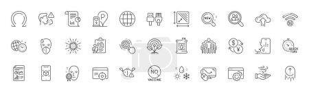 Illustration for Group, Square area and Wind energy line icons. Pack of 5g wifi, Time management, Globe icon. Swipe up, Search employees, Medical mask pictogram. Sick man, Coronavirus, Fingerprint. Line icons. Vector - Royalty Free Image