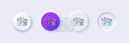 Illustration for Qr code line icon. Neumorphic, Purple gradient, 3d pin buttons. Scan barcode sign. Flight tickets scanner symbol. Line icons. Neumorphic buttons with outline signs. Vector - Royalty Free Image