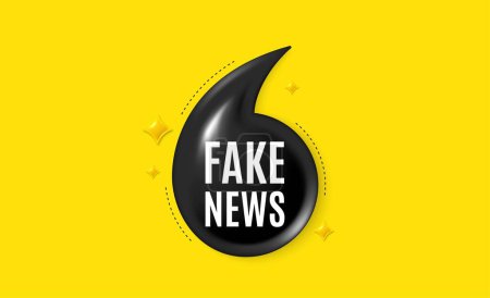 Illustration for Offer 3d quotation banner. Fake news tag. Media newspaper sign. Daily information symbol. Fake news quote message. Quotation comma yellow banner. Vector - Royalty Free Image