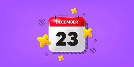 Calendar date of December 3d icon. 23th day of the month icon. Event schedule date. Meeting appointment time. 23th day of December. Calendar month date banner. Day or Monthly page. Vector
