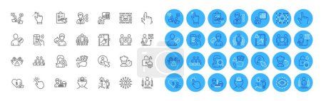 Illustration for Checklist, Moisturizing cream and Group line icons pack. Chef, Fraud, Edit user web icon. Binary code, Budget accounting, Leadership pictogram. Online voting, Third party, Clean hands. Vector - Royalty Free Image