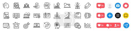 Smartphone sms, Calendar and Recovery laptop line icons pack. Social media icons. Target, Approved, Check article web icon. Report, E-mail, Artificial intelligence pictogram. Vector