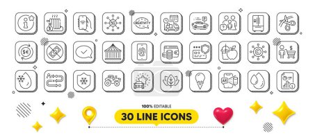 Scissors, Payment protection and Wallet money line icons pack. 3d design elements. Creativity, Refrigerator, Journey path web icon. Organic tested, Tractor, Ice cream pictogram. Vector
