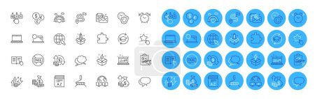 Change money, Sound check and Speech bubble line icons pack. Notebook, Money, Journey web icon. Video conference, Inflation, Paint roller pictogram. Time management, Talk bubble. Vector