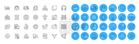 Illustration for Car, Video conference and Opinion line icons pack. Atom core, Chemistry lab, Certificate web icon. Chess, Inclusion, Investment pictogram. Business podium, Binary code, Timer. Headphones. Vector - Royalty Free Image