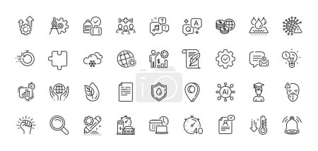 Blood donation, World weather and Puzzle line icons pack. AI, Question and Answer, Map pin icons. Cogwheel dividers, Organic product, Charging station web icon. Vector
