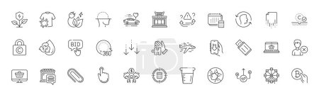 Illustration for Food market, Shop and Collagen skin line icons. Pack of Hand click, Online shopping, Face scanning icon. Attention, Account, Remove account pictogram. Cooking beaker, Bitcoin pay. Line icons. Vector - Royalty Free Image
