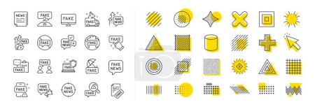 Illustration for Social media propaganda, Newspaper, Conspiracy of truth. Design shape elements. Fake news line icons. Wrong facts, Fake information, False loudspeaker outline icons. Vector - Royalty Free Image