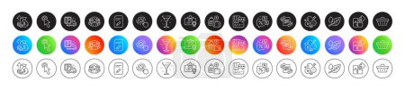 Edit document, Marketing and Cursor line icons. Round icon gradient buttons. Pack of Add handbag, Inflation, Women group icon. Puzzle, Discounts chat, Vip certificate pictogram. Vector