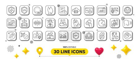 Web traffic, Spf protection and Cloud server line icons pack. 3d design elements. Sound wave, Car charging, Support consultant web icon. Uv protection, Group, Document pictogram. Vector