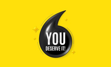 Offer 3d quotation banner. You deserve it tag. Special offer sign. Advertising promo symbol. You deserve it quote message. Quotation comma yellow banner. Vector