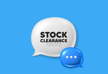 Stock clearance sale tag. Text box speech bubble 3d icons. Special offer price sign. Advertising discounts symbol. Stock clearance chat offer. Speech bubble banner. Text box balloon. Vector