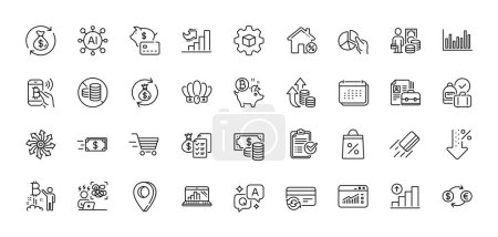 No cash, Vacancy and Money transfer line icons pack. AI, Question and Answer, Map pin icons. Low percent, Currency exchange, Graph laptop web icon. Vector