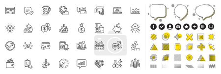 Set of Web report, Loyalty program and Inflation line icons for web app. Design elements, Social media icons. Statistic, Online statistics, Budget accounting icons. Vector