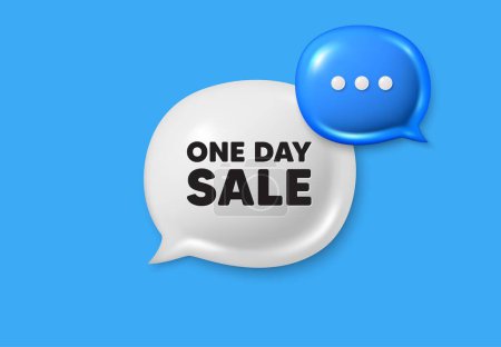 Illustration for One day sale tag. Text box speech bubble 3d icons. Special offer price sign. Advertising Discounts symbol. One day chat offer. Speech bubble banner. Text box balloon. Vector - Royalty Free Image