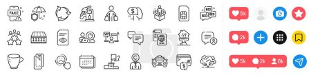 Recycle, Umbrella and Pay line icons pack. Social media icons. Video conference, Dots message, Tea cup web icon. Bid offer, Winner flag, Augmented reality pictogram. Vector