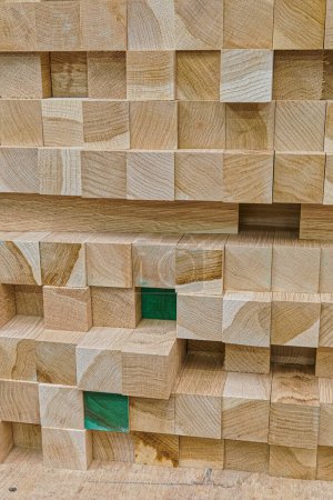 Photo for Stacked wood in the sawmill natural industrial background - Royalty Free Image
